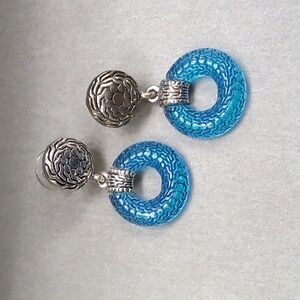 Vintage Blue Medallion Earrings